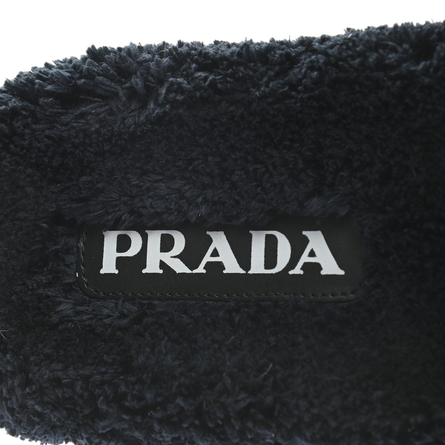 Terry Cloth Logo Lug Sole 20mm Slide Sandals 40 Black White