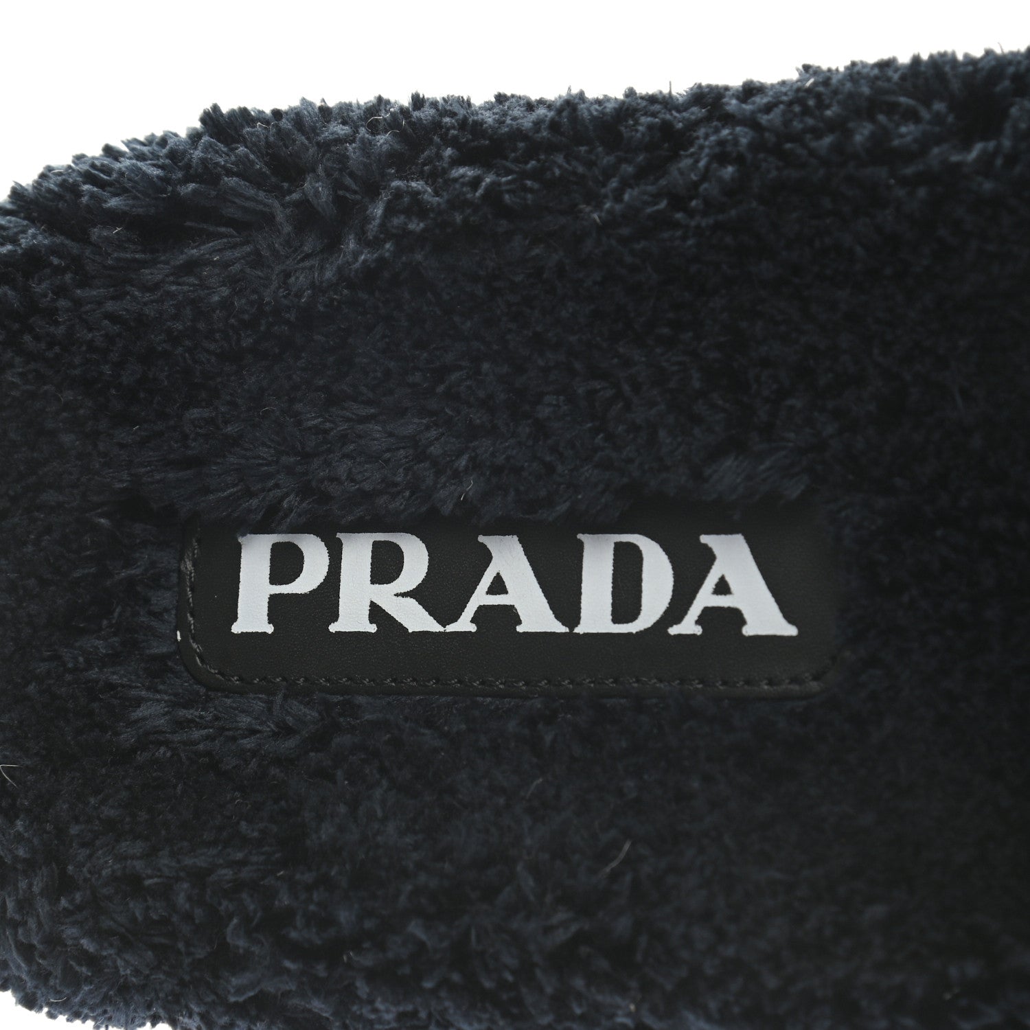 Prada Terry Cloth Logo Lug Sole 20mm Slide Sandals 40 Black White 6 of 8