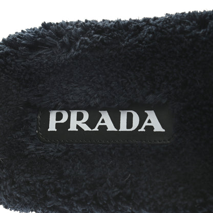 Prada Terry Cloth Logo Lug Sole 20mm Slide Sandals 40 Black White 6 of 8