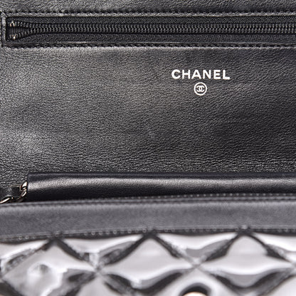 Chanel Striated Patent Quilted Wallet on Chain WOC Black 11 of 12