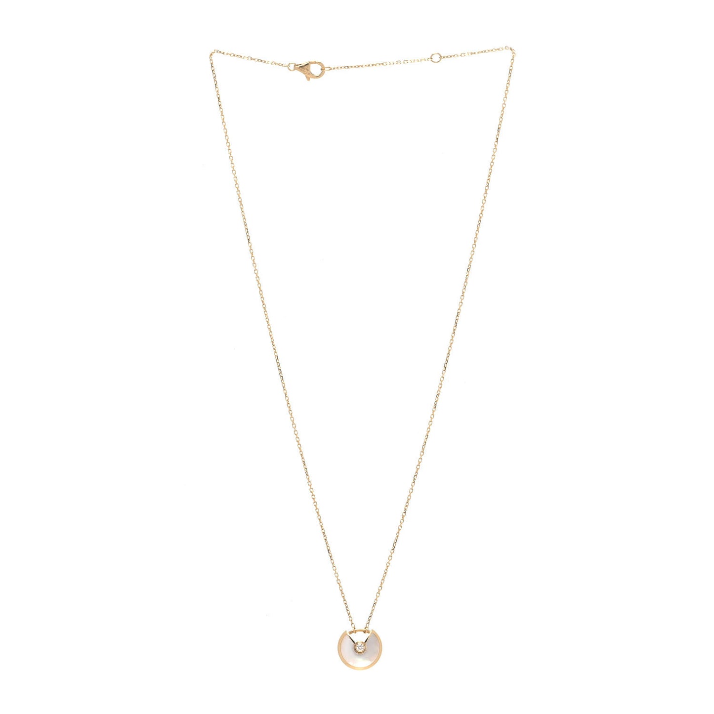 18K Yellow Gold Diamond Mother of Pearl XS Amulette de Cartier Pendant Necklace
