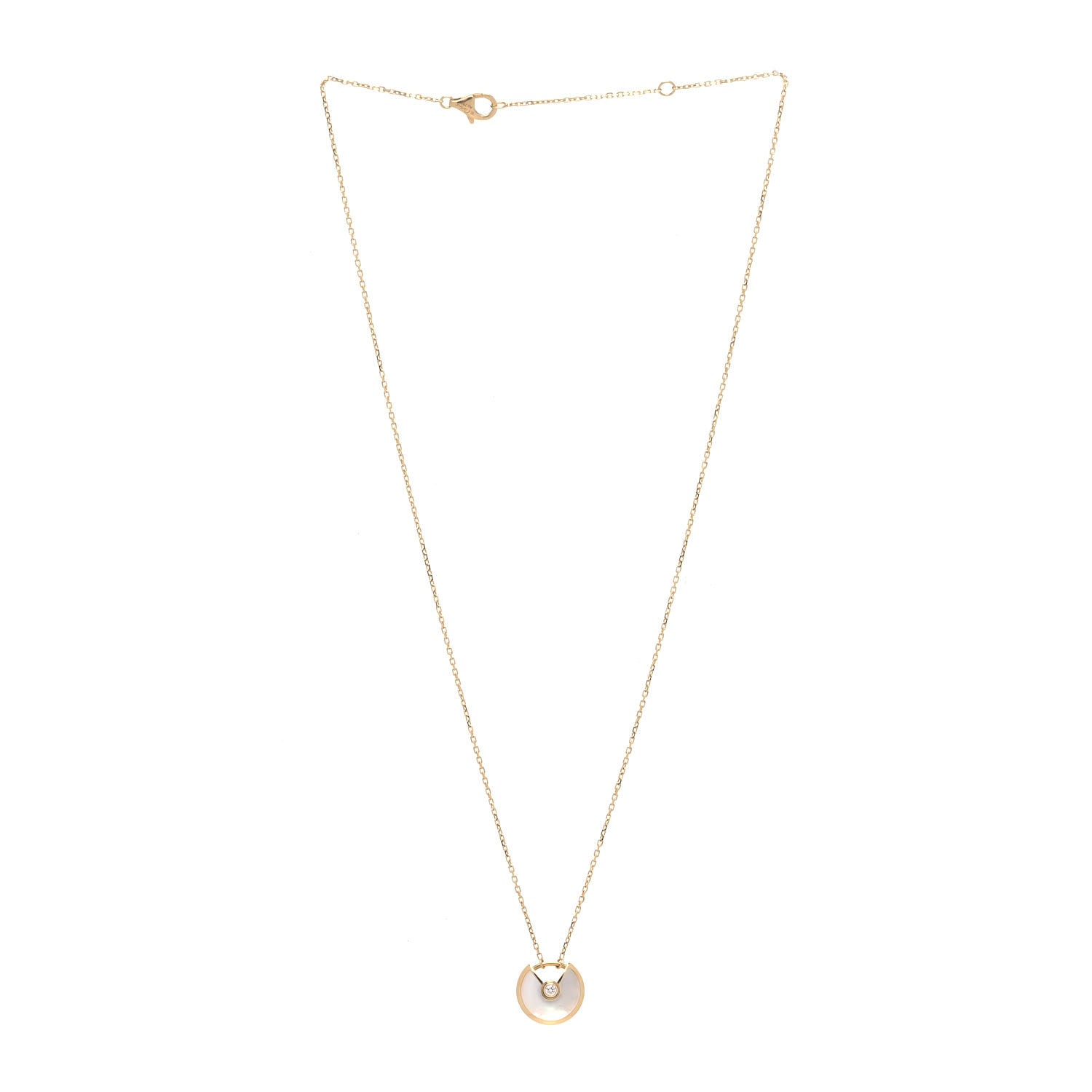 Cartier 18K Yellow Gold Diamond Mother of Pearl XS Amulette de Cartier Pendant Necklace 3 of 6