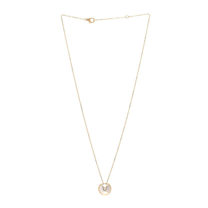 Cartier 18K Yellow Gold Diamond Mother of Pearl XS Amulette de Cartier Pendant Necklace 3 of 6