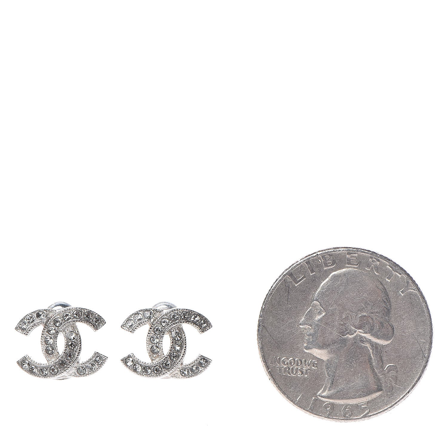 Chanel Crystal CC Earrings Silver 2 of 5