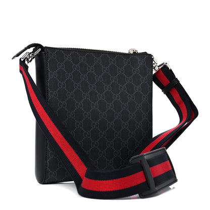 Gucci GG Supreme Monogram Web Small Flat Messenger Bag Black Grey 3 of 9
