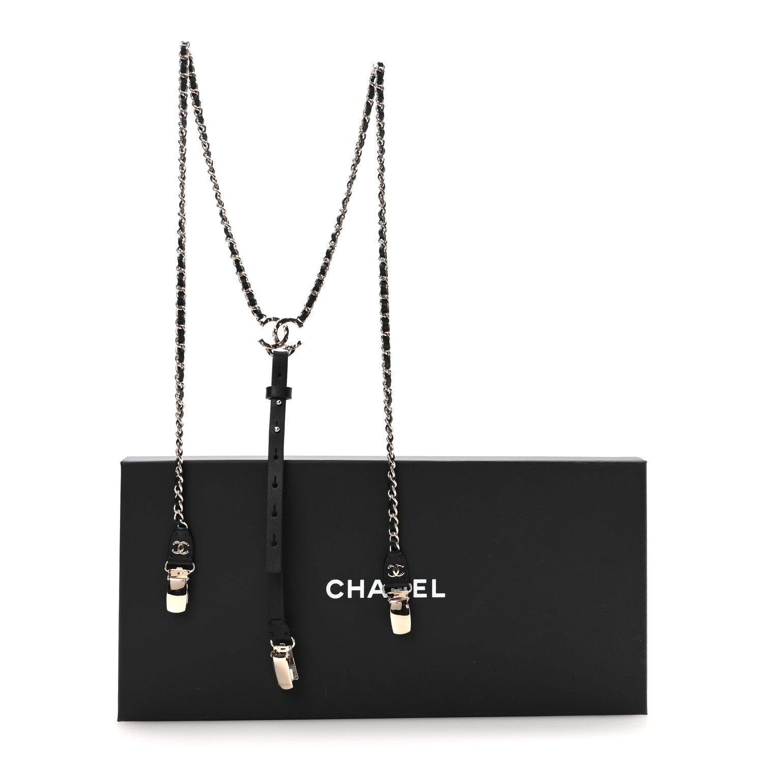 Chanel Calfskin CC Chain Suspenders S Black 5 of 5