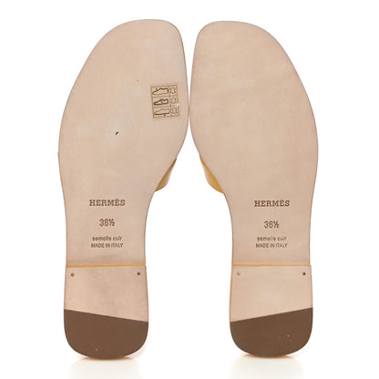 Hermes Calfskin Oran Sandals 36.5 Jaune Citron 5 of 10