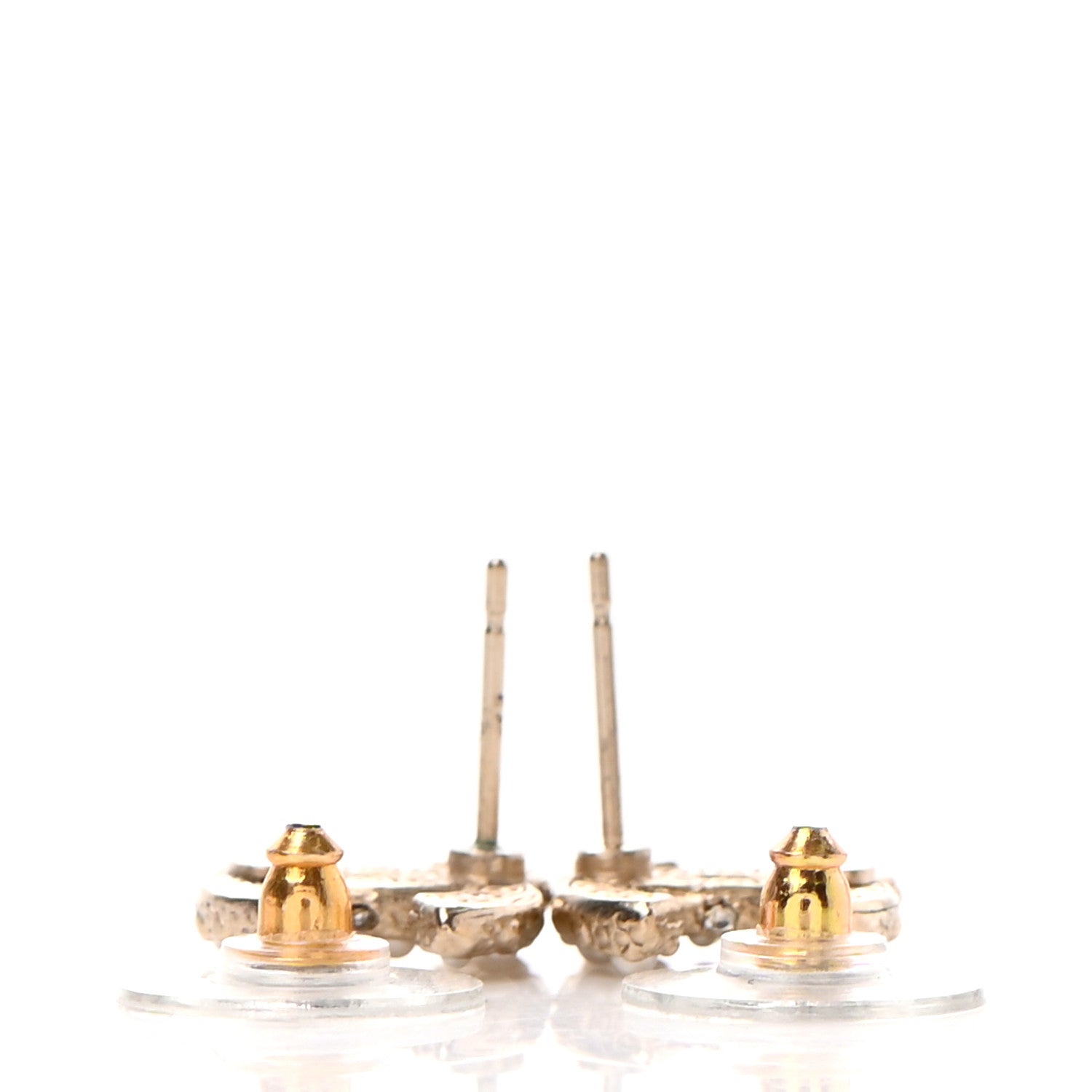Chanel Pearl Crystal CC Stud Earrings Gold 3 of 6