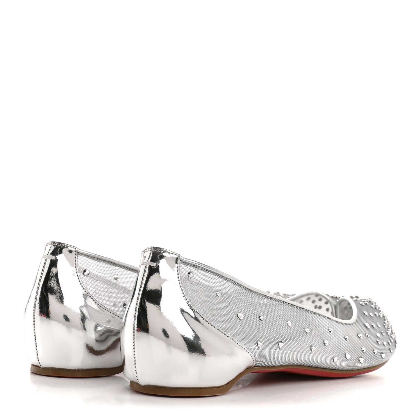 X MAISON MARGIELA Rete Glitter Specchio Marlougiela Strass Tabi Flats 40 Silver