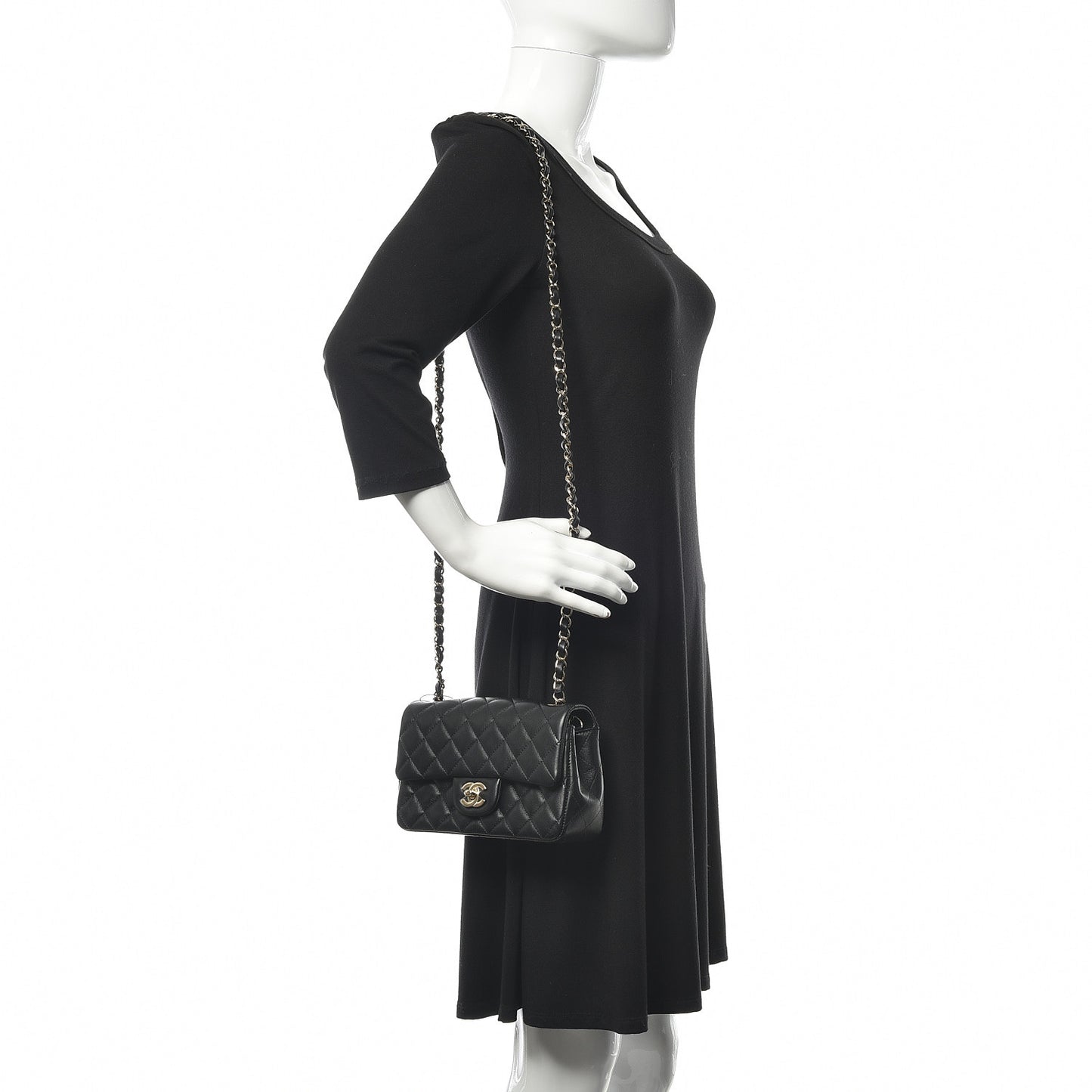 Lambskin Quilted Mini Rectangular Flap Black