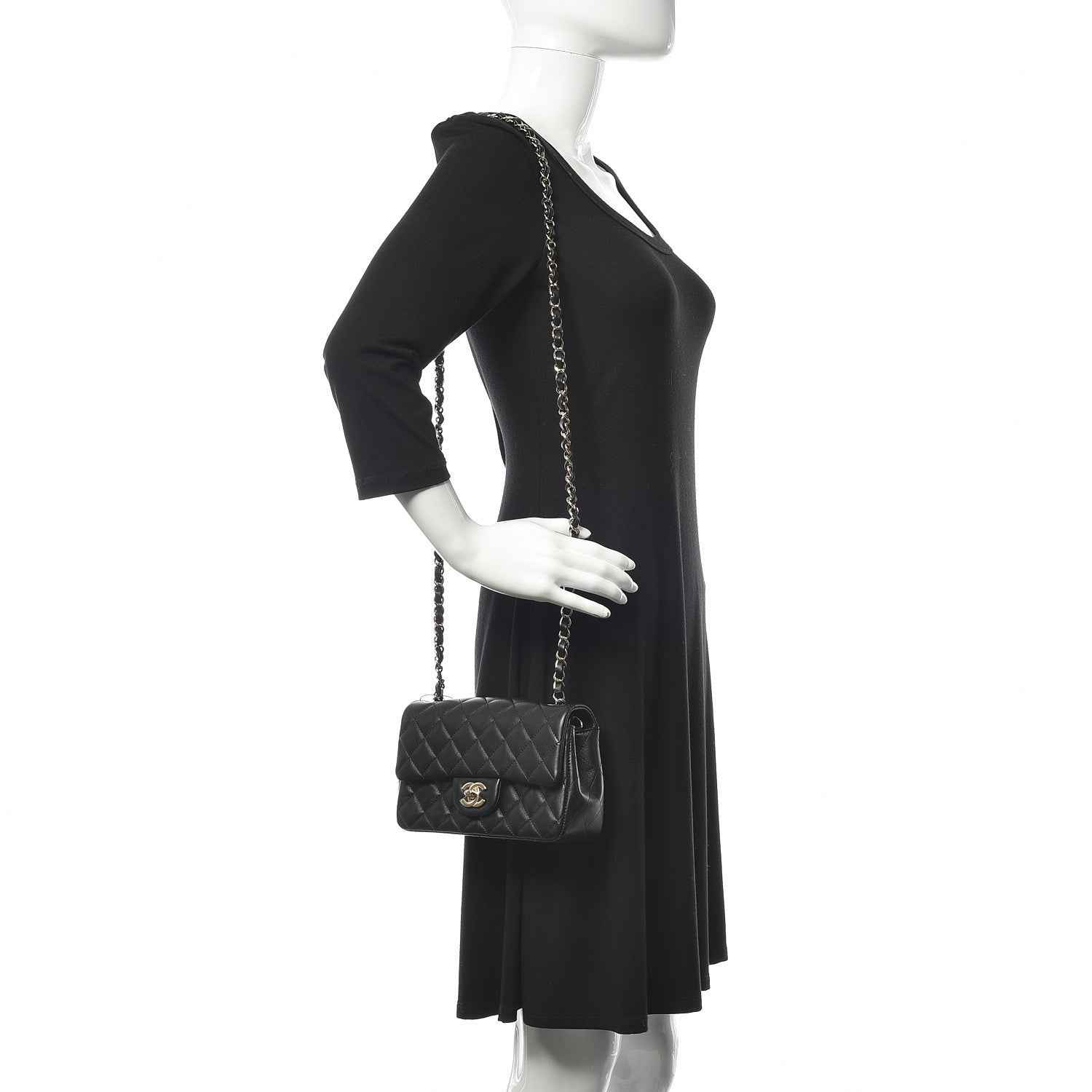 Chanel Lambskin Quilted Mini Rectangular Flap Black 2 of 12