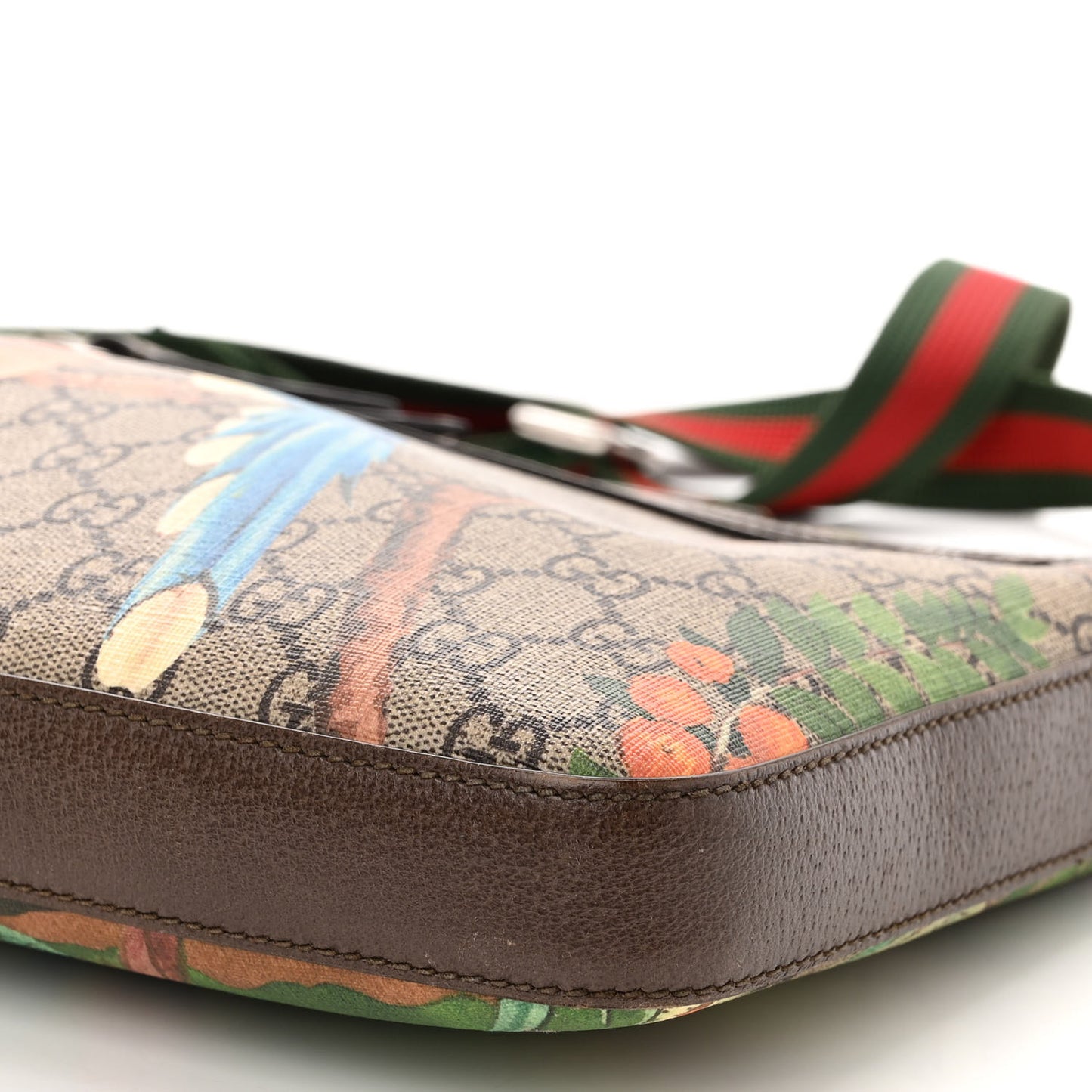 GG Supreme Monogram Tian Web Medium Flat Messenger Beige Multicolor New Acero