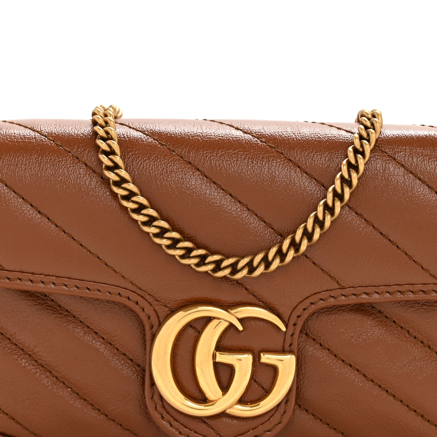 Azalea Calfskin Matelasse Diagonal Super Mini GG Marmont Shoulder Bag Cuir