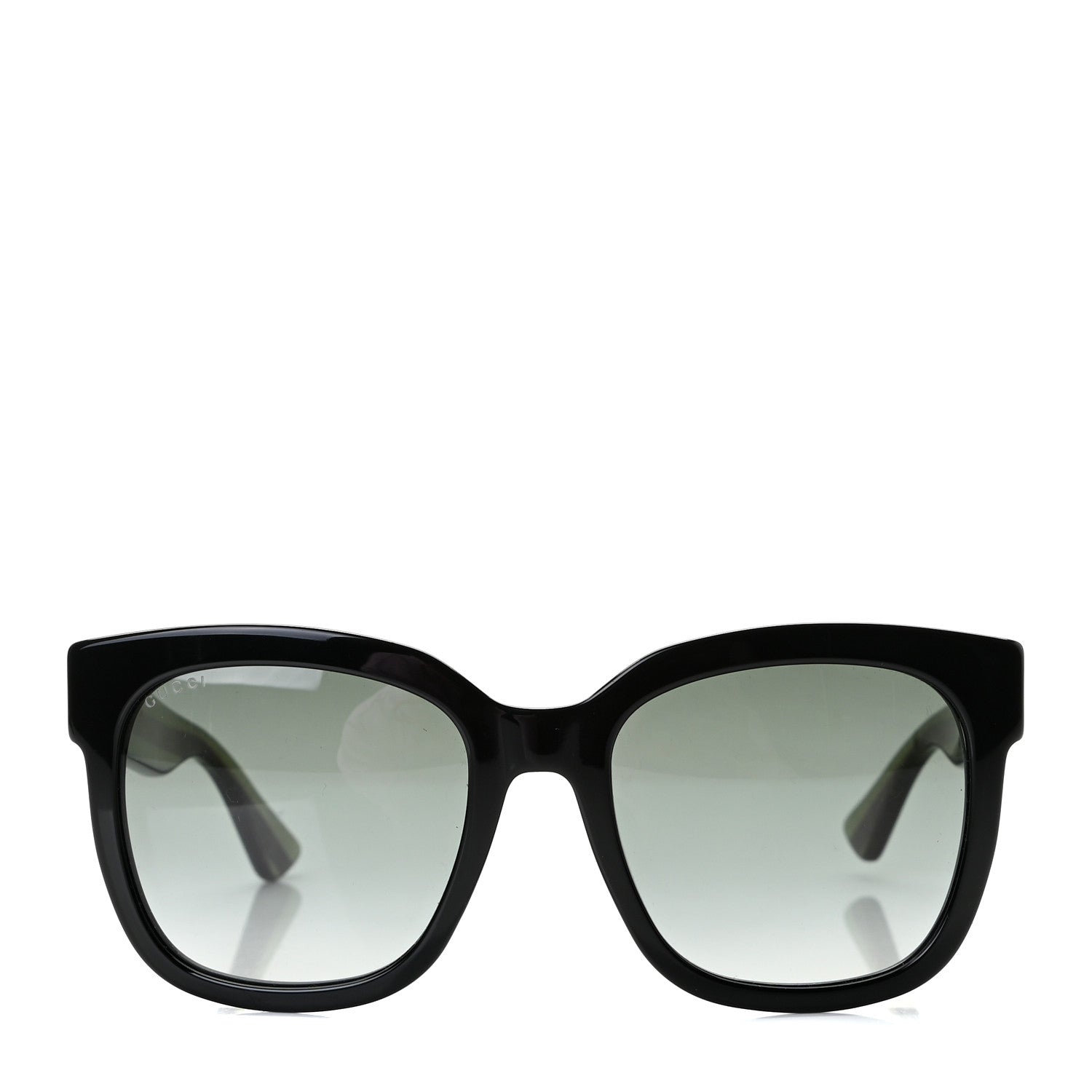 Gucci Acetate Square Frame Web Glitter Sunglasses GG0034S Black Green 2 of 5
