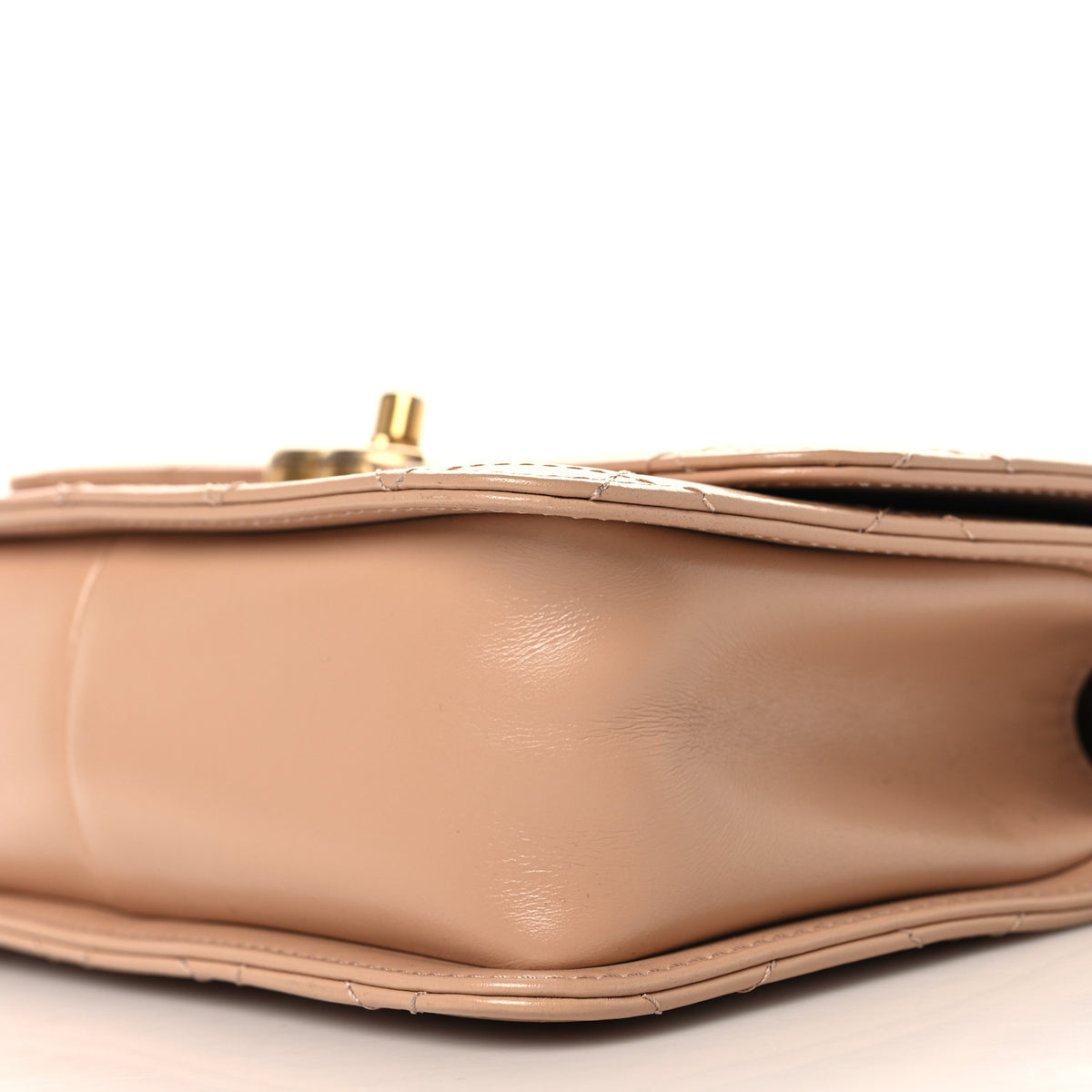 Calfskin Quilted Perfect Fit Flap Beige
