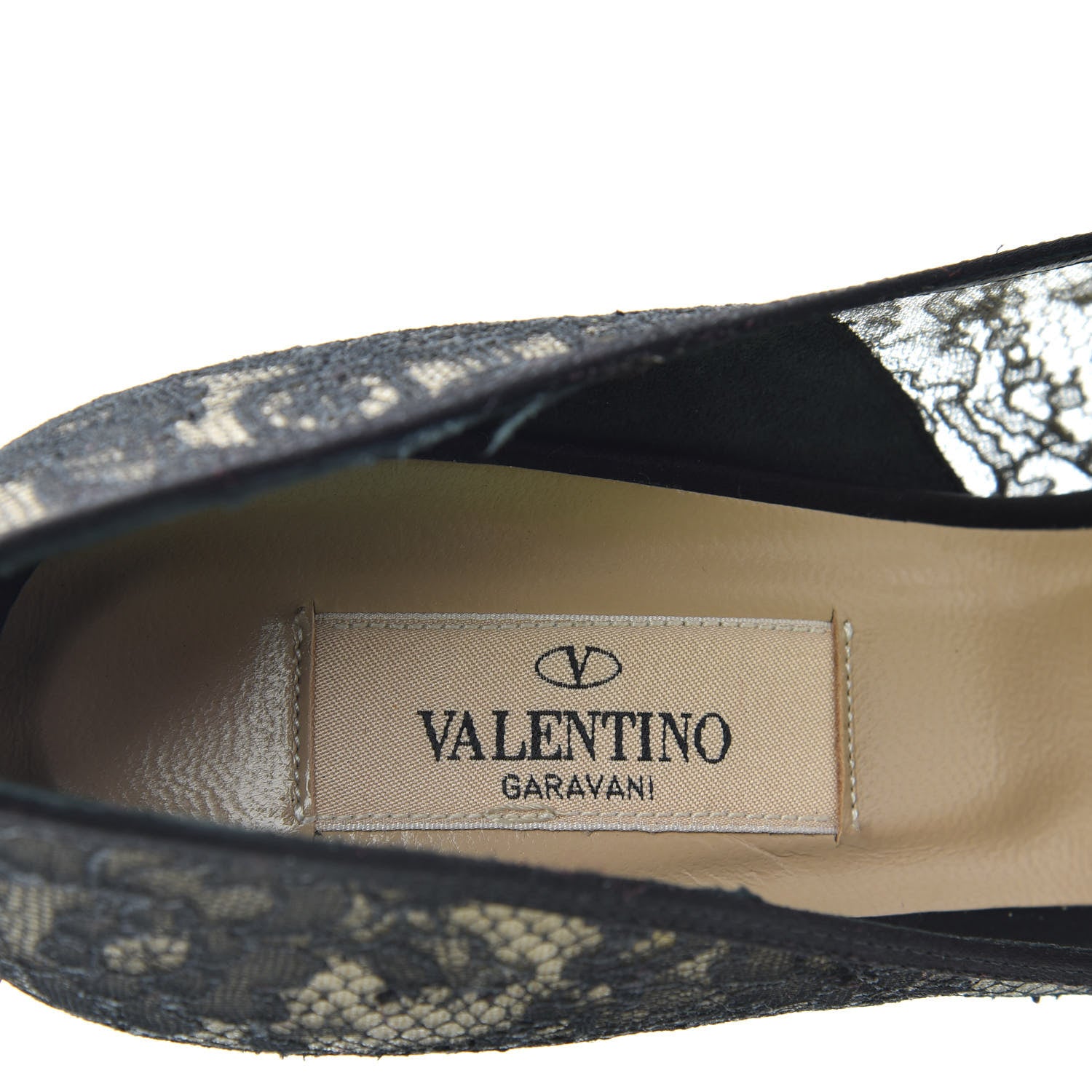 Valentino Garavani Satin Lace Couture Bow Peep Toe Low Heel Pumps 37 Black 8 of 9