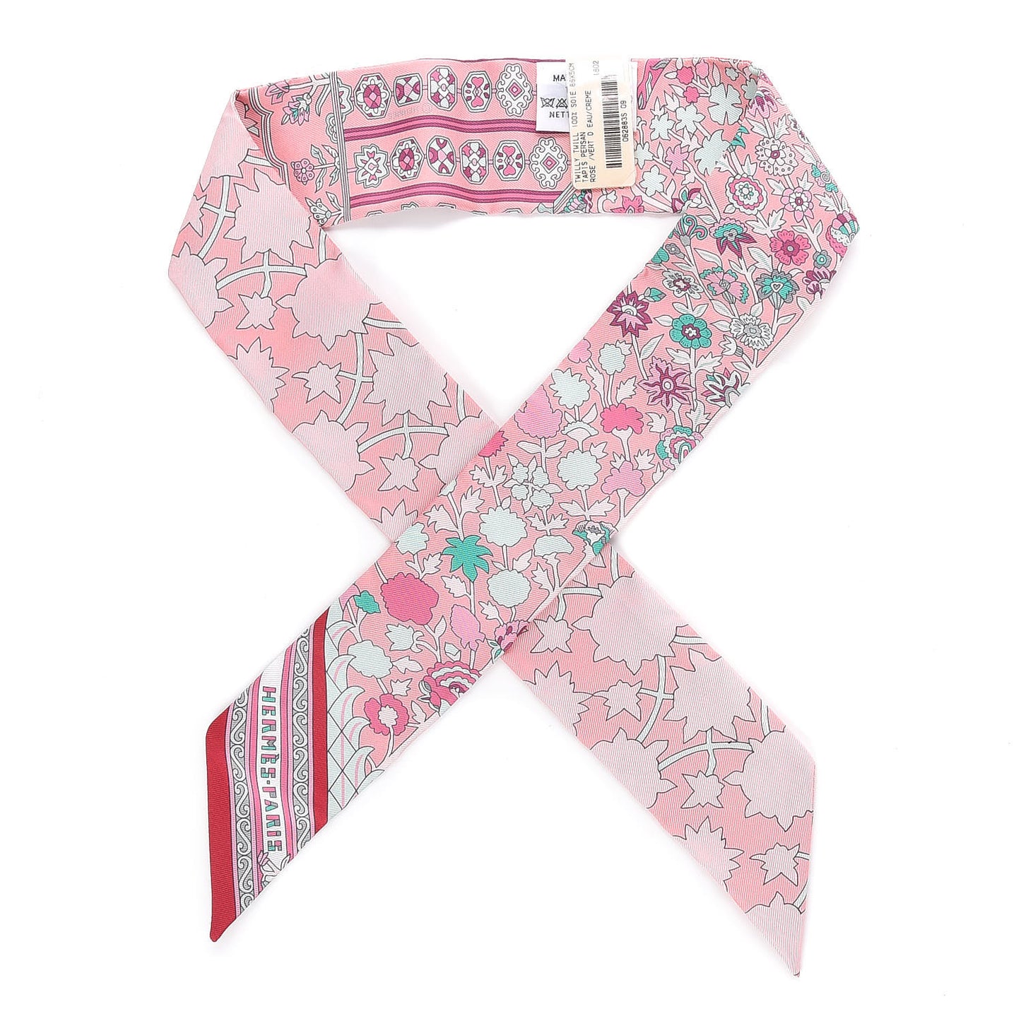 Silk Tapis Persans Twilly Rose Vert De Eau Creme