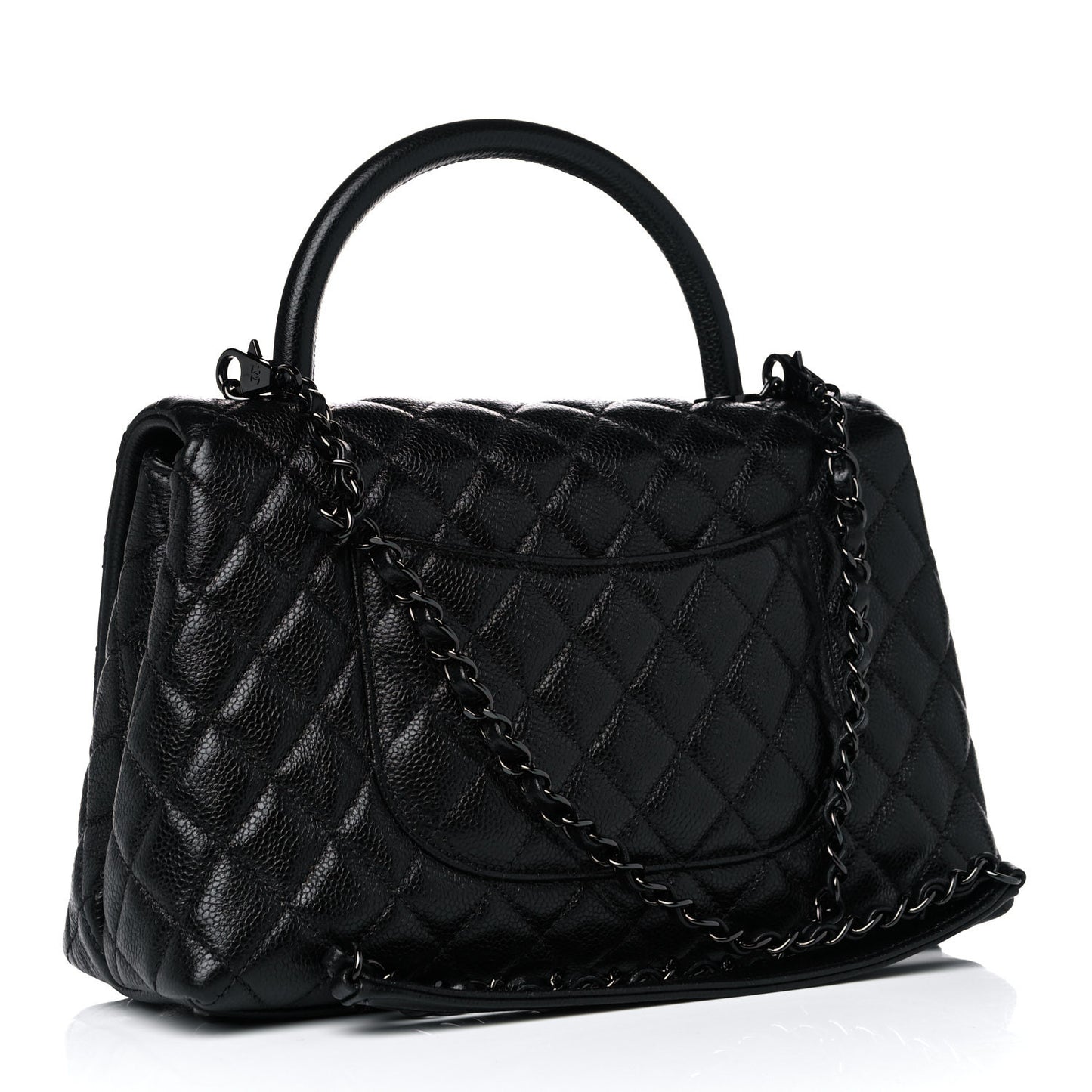 Caviar Quilted Small Coco Handle Flap So Black