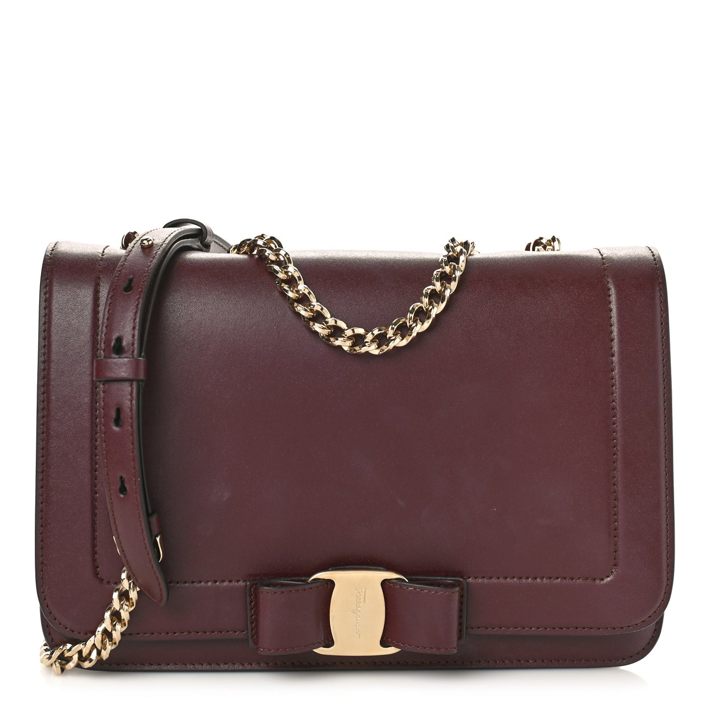 Calfskin Medium Vara Rainbow Crossbody Bag Wine Red Fiocco