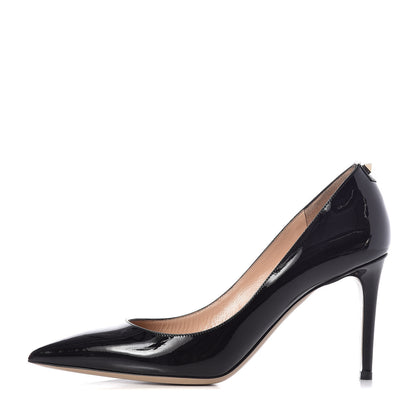 Valentino Garavani Patent Rockstud New Plain 85mm Pumps 38 Black 1 of 11