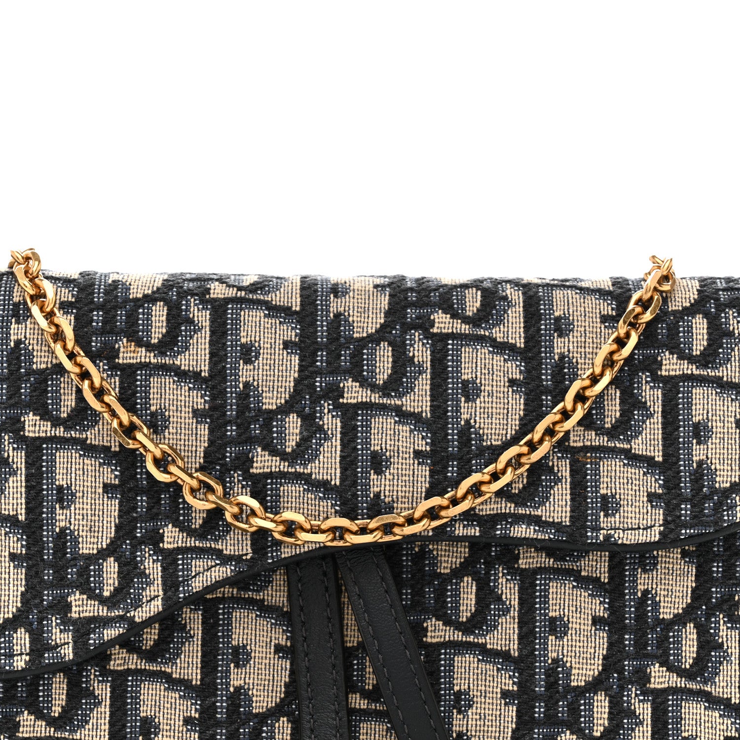 Christian Dior Oblique Saddle Chain Long Wallet Blue 9 of 14