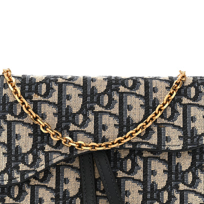 Christian Dior Oblique Saddle Chain Long Wallet Blue 9 of 14