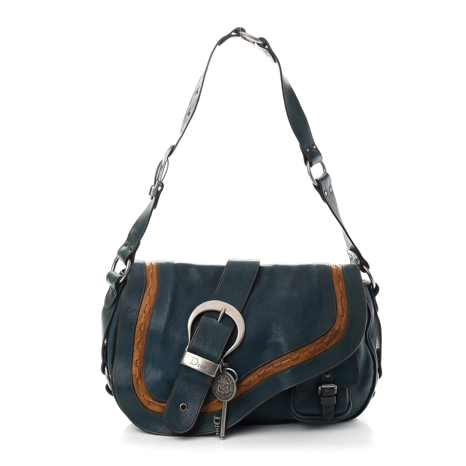 Christian Dior Calfskin Medium Gaucho Double Saddle Bag Dark Blue 1 of 8
