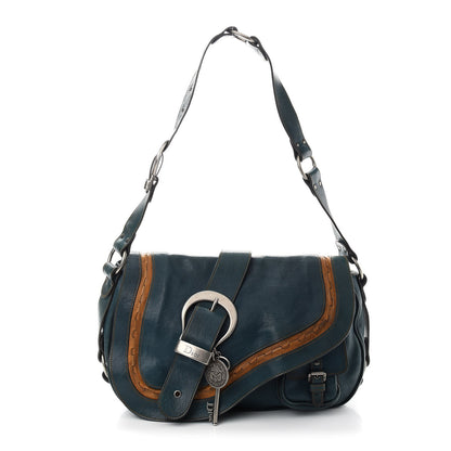 Christian Dior Calfskin Medium Gaucho Double Saddle Bag Dark Blue 1 of 8
