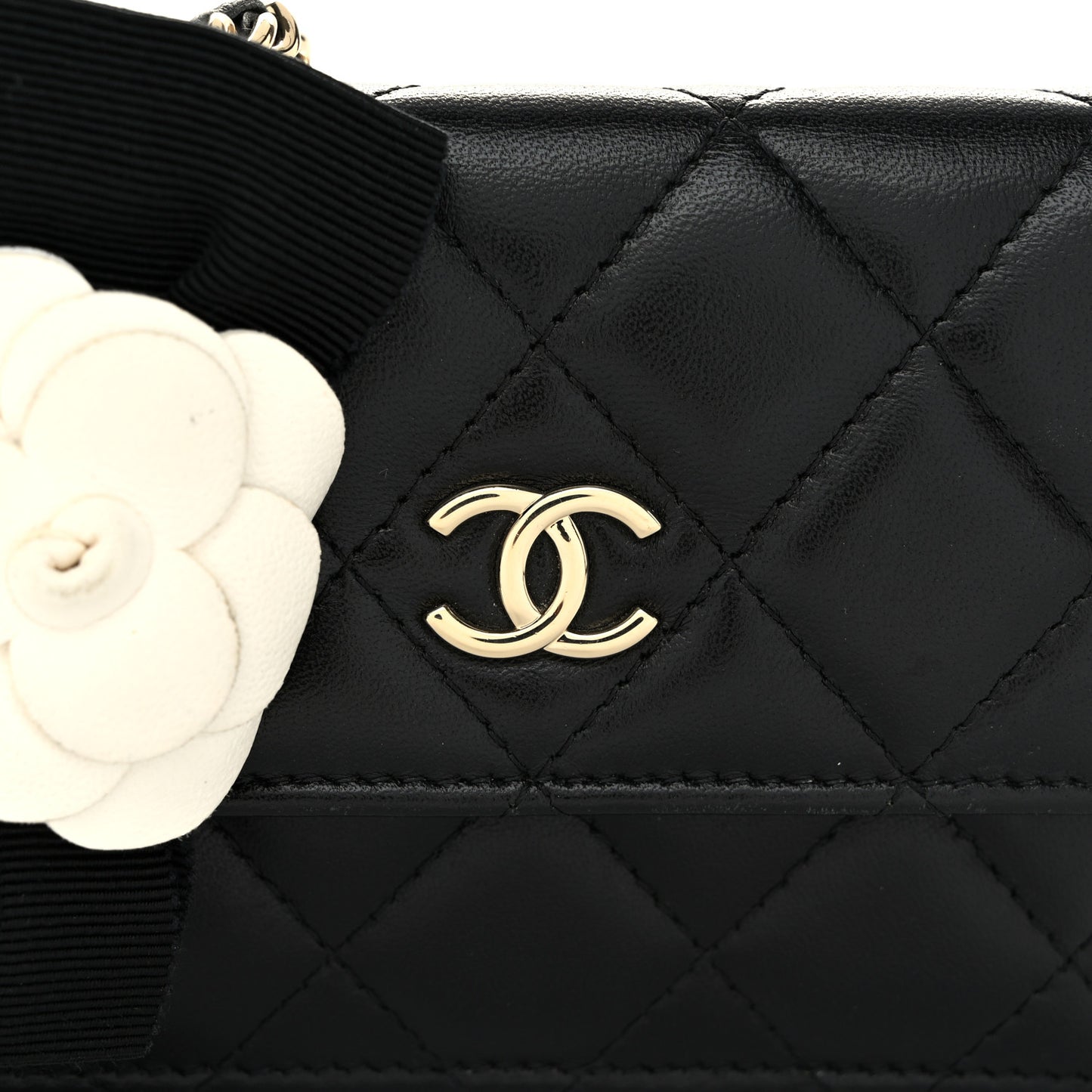 Lambskin Quilted My Chanel Lady Card Holder On Chain Black
