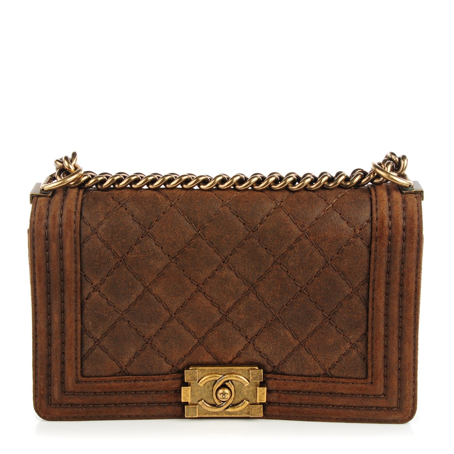 Chanel Nubuck Quilted Medium Boy Flap Brown 1 of 9