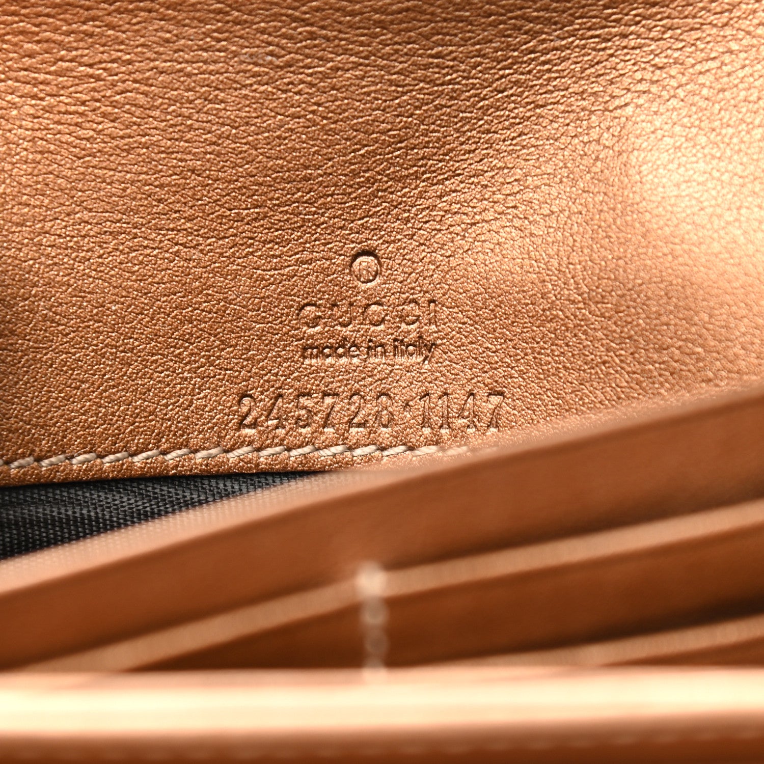 Gucci Metallic Guccissima Lovely Heart Continental Wallet Bronze 6 of 9