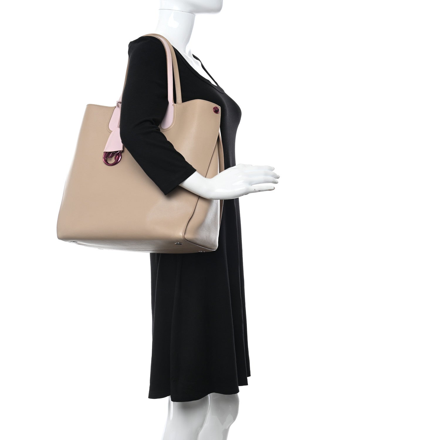 Christian Dior Calfskin Small Addict Shopping Tote Beige Pink 2 of 8
