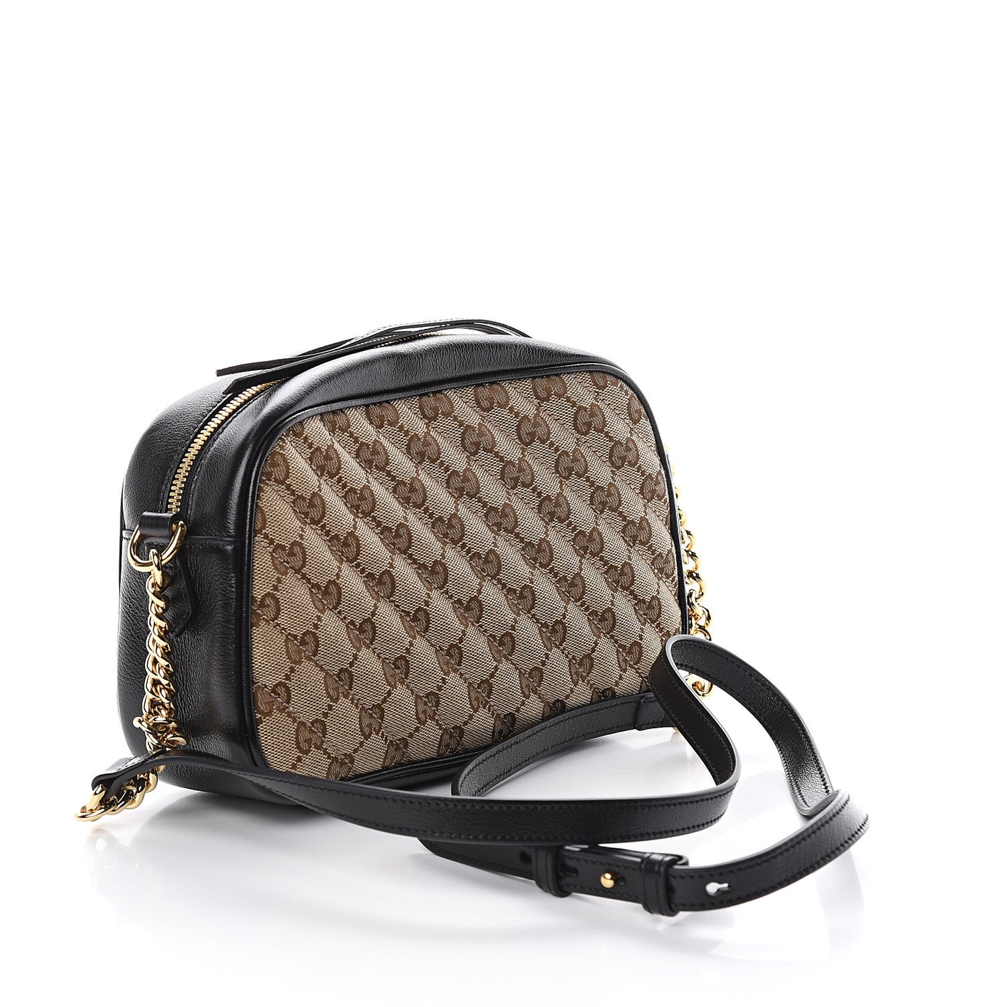 Monogram Matelasse Diagonal Small GG Marmont Chain Shoulder Bag Beige Black