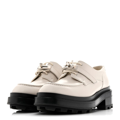 Hermes Glossed Calfskin First Derby 36.5 Beige Glaise 4 of 12