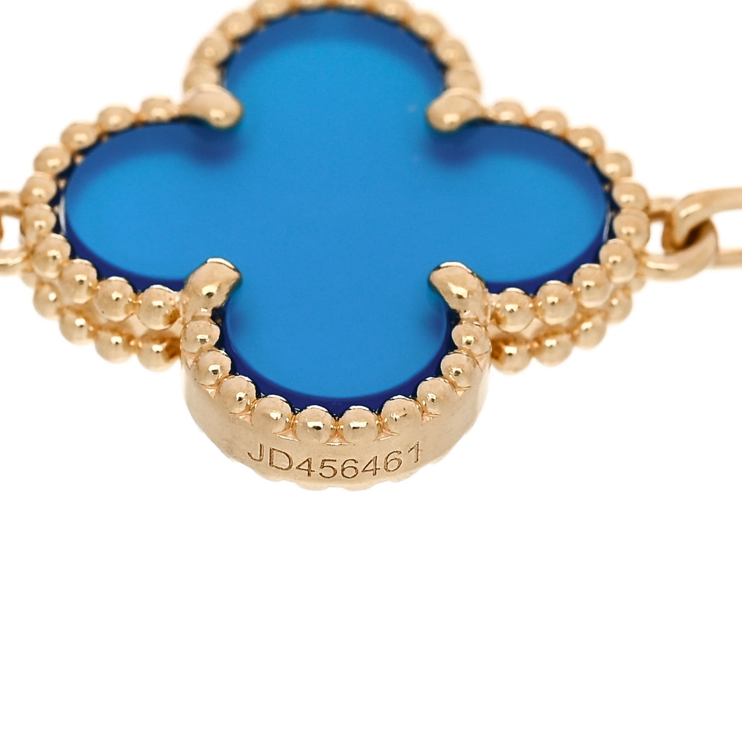 18K Yellow Gold Blue Agate 5 Motifs Vintage Alhambra Bracelet