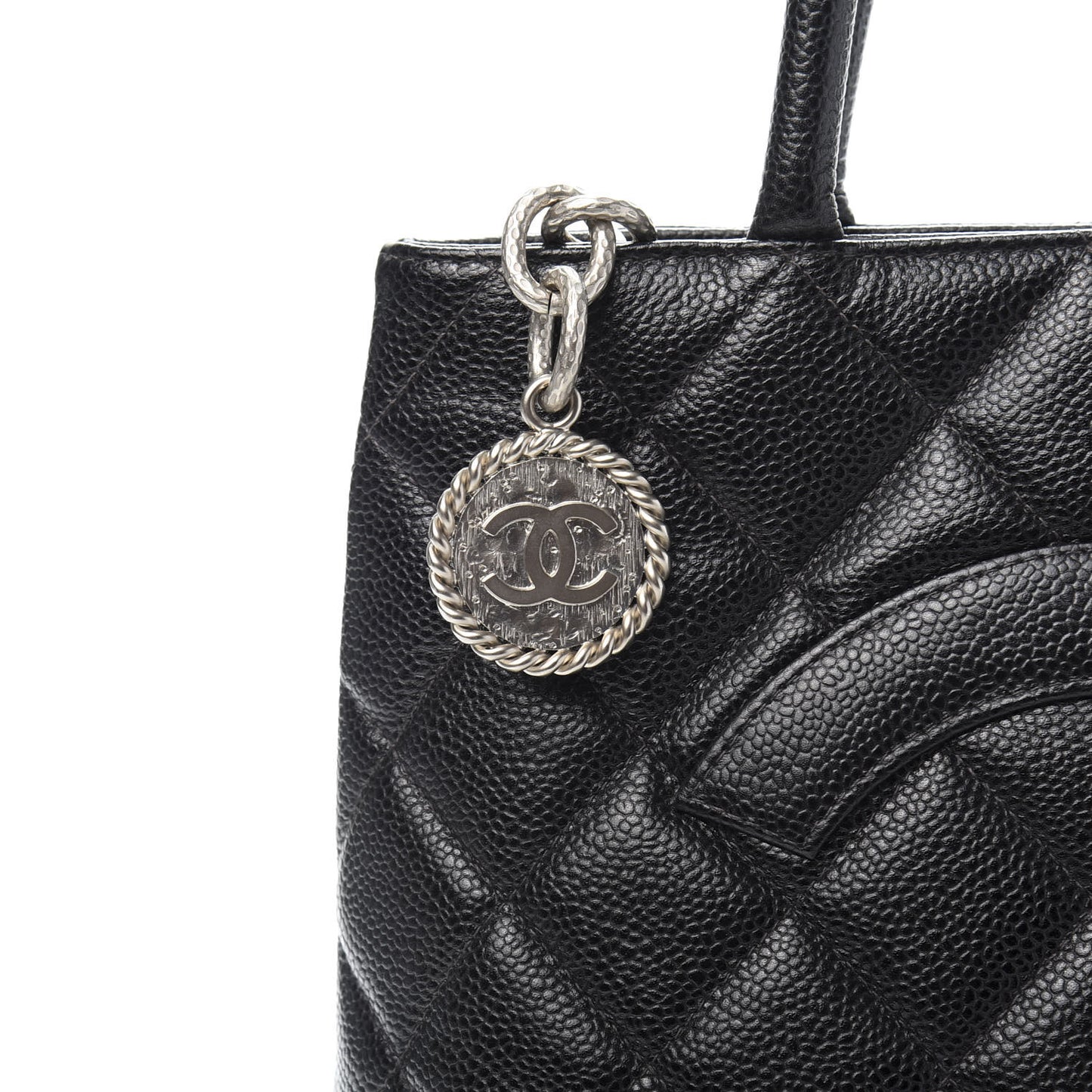 Caviar Quilted Medallion Tote Black