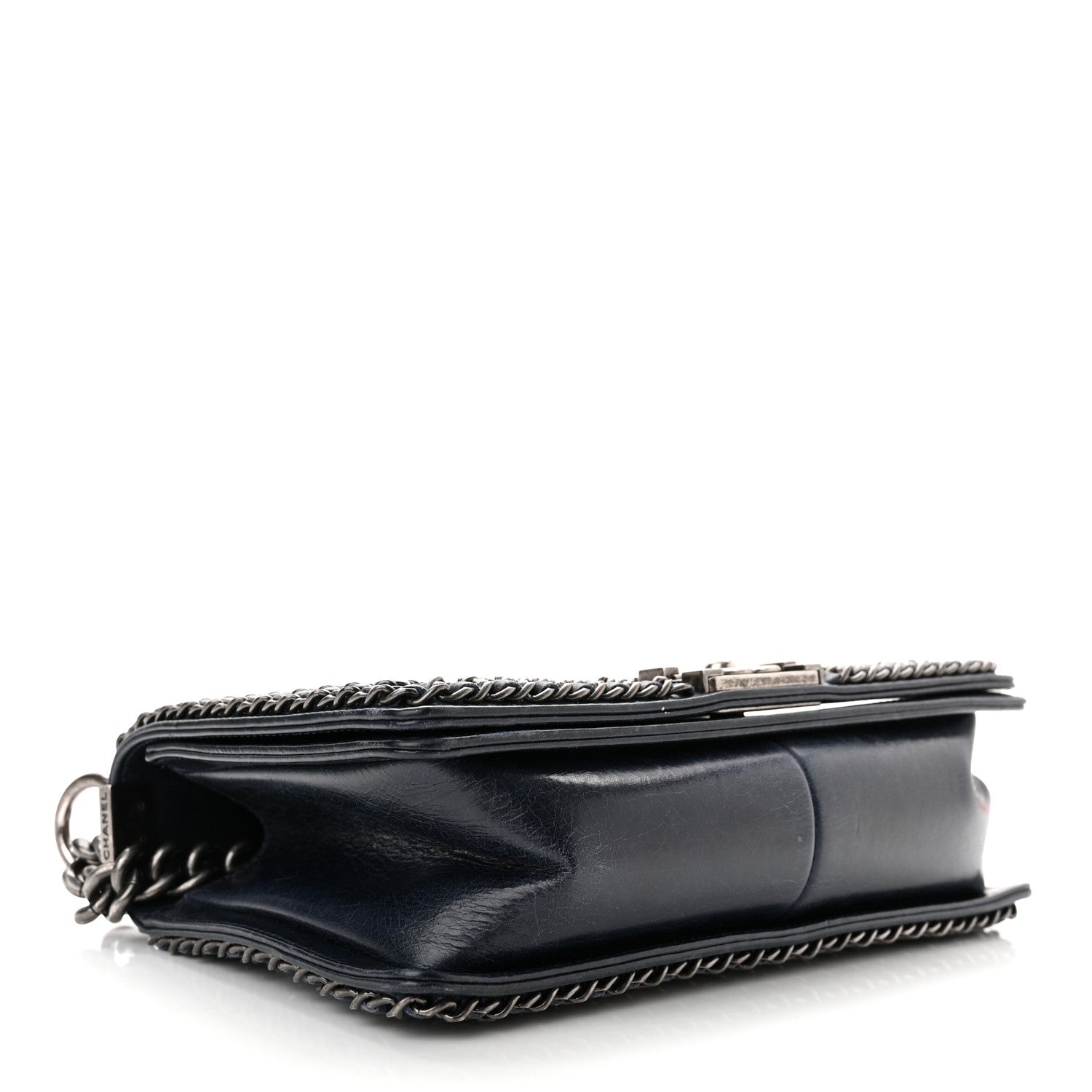 Chanel Glazed Calfskin Quilted Medium Boy Chained Flap Blue 4 of 10