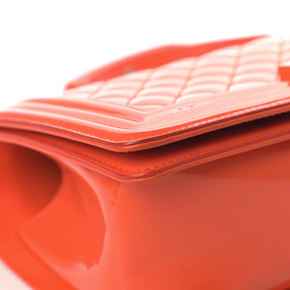 Chanel Patent Calfskin Quilted Medium Plexiglass Boy Flap Orange 9 of 13