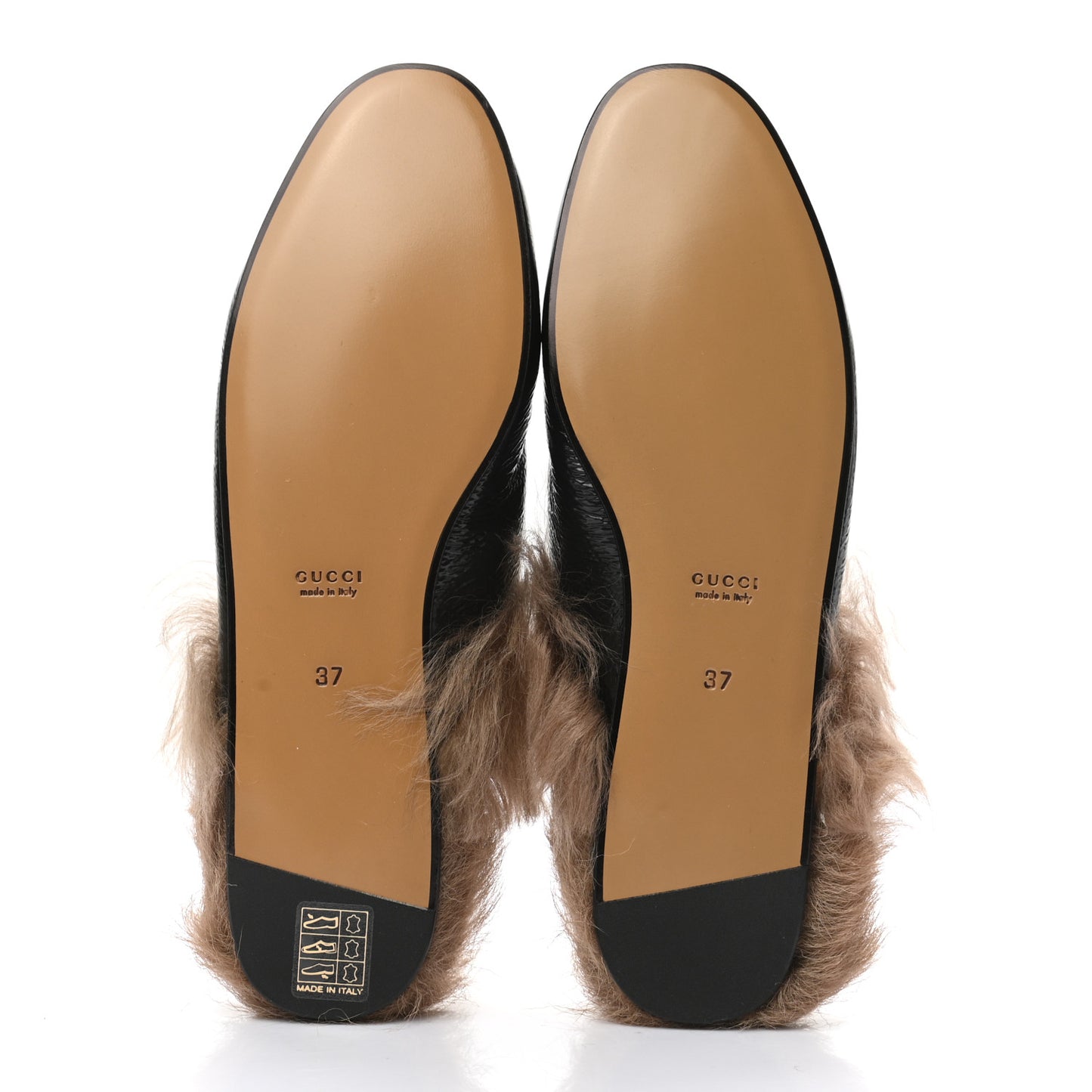 Patent Fur Womens Princetown Slippers 37 Black