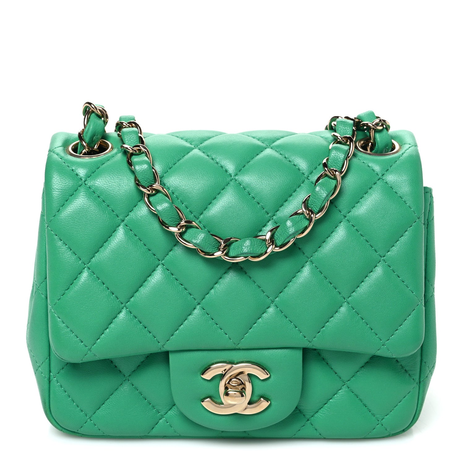 Chanel Lambskin Quilted Mini Square Flap Green 1 of 10