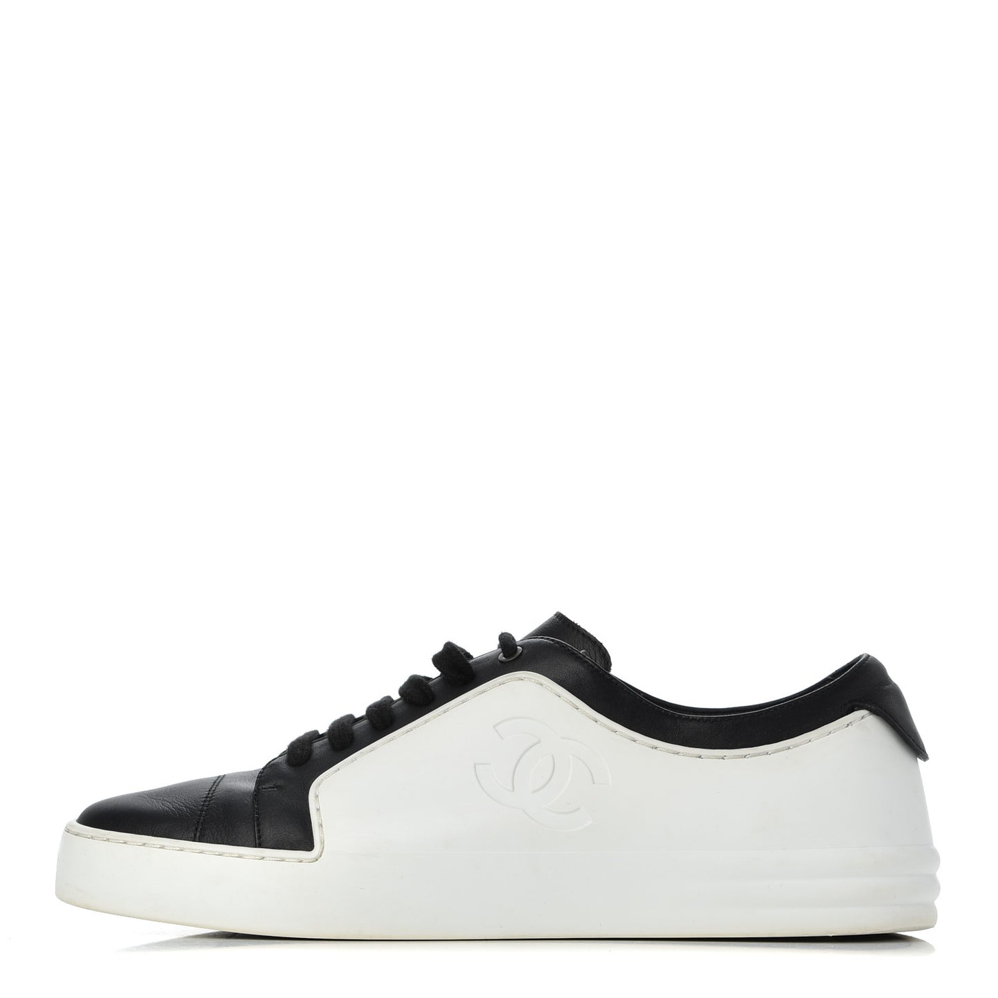 Calfskin Womens CC Sneakers 40 Black White