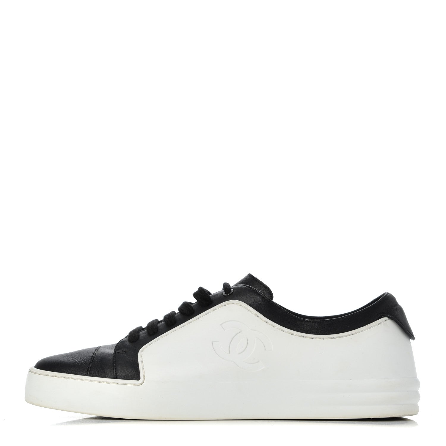 Chanel Calfskin Womens CC Sneakers 40 Black White 1 of 22