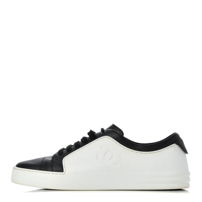 Chanel Calfskin Womens CC Sneakers 40 Black White 1 of 22