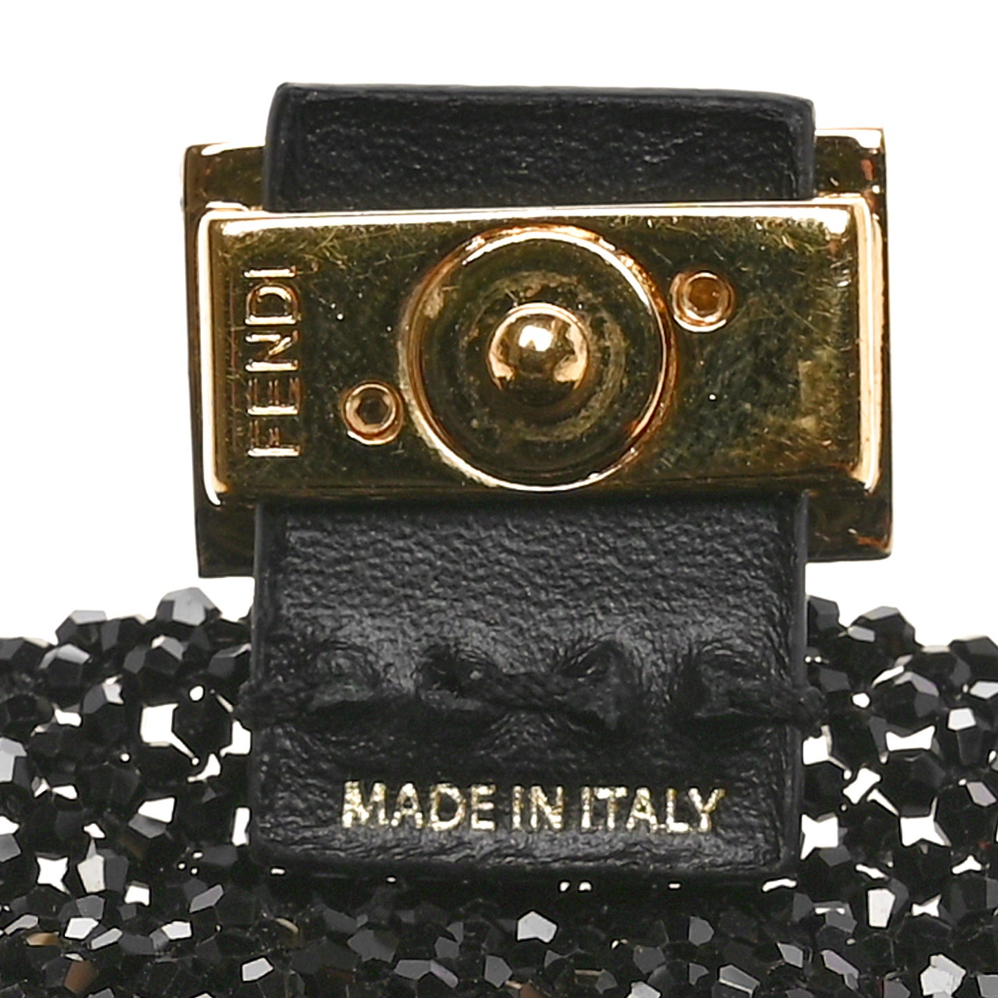 Crystal Vitello King Beaded Mini Pico Baguette Charm Black