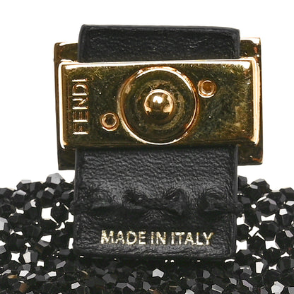 Fendi Crystal Vitello King Beaded Mini Pico Baguette Charm Black 6 of 9