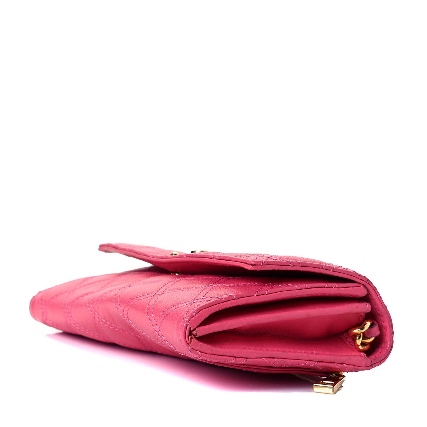 Lambskin Quilted Chain Wallet Pink