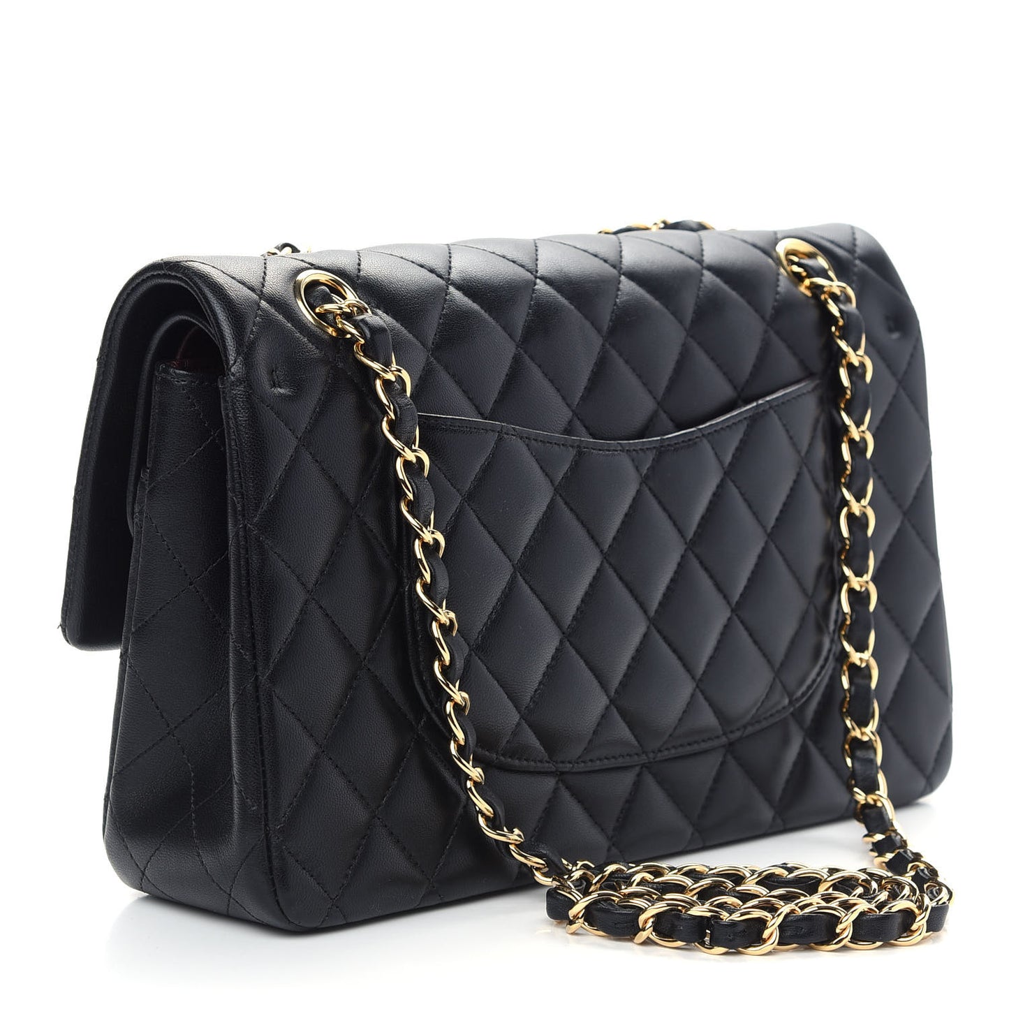 Lambskin Quilted Medium Double Flap Black