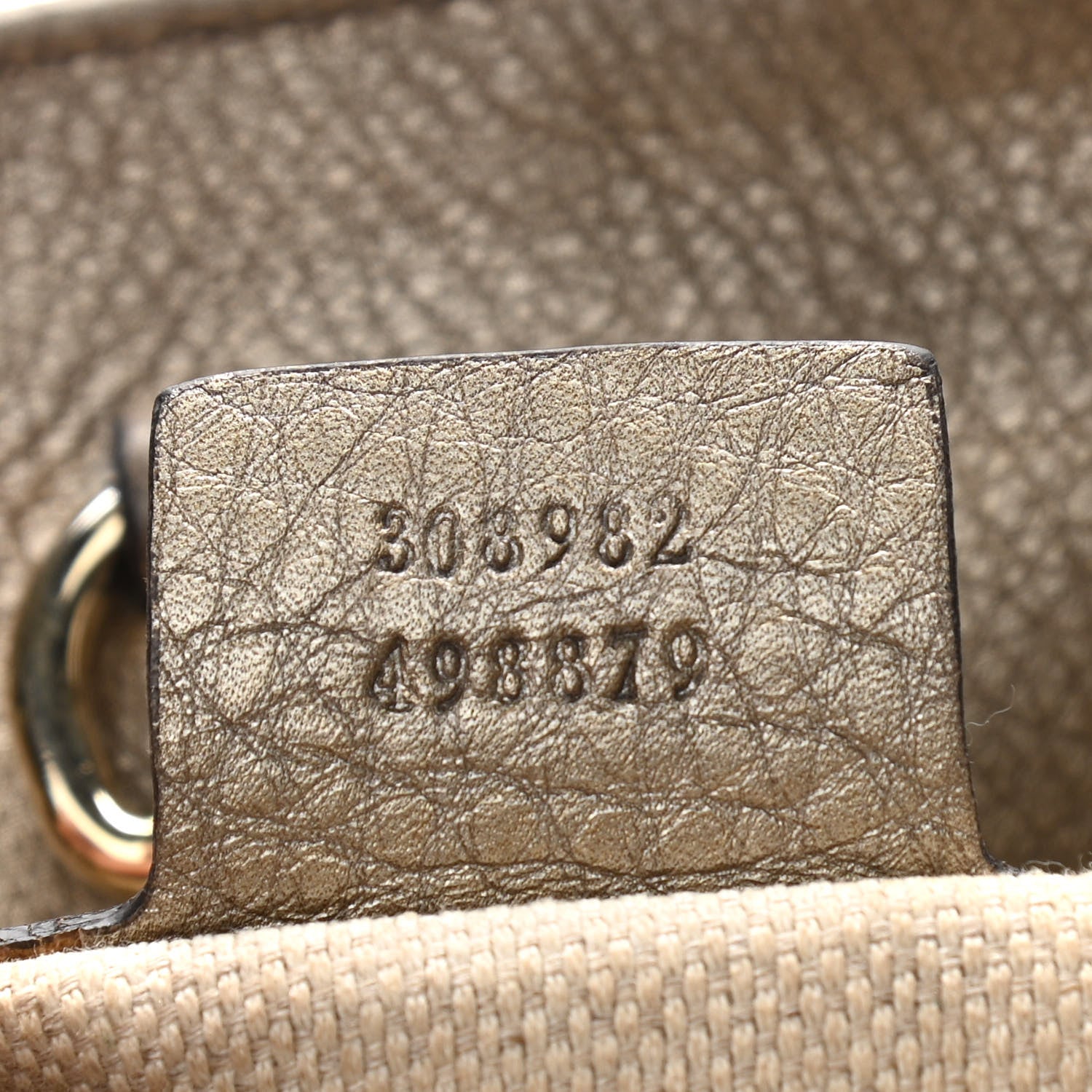 Gucci Metallic Pebbled Calfskin Medium Soho Chain Shoulder Bag Golden Beige 7 of 20
