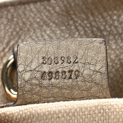 Gucci Metallic Pebbled Calfskin Medium Soho Chain Shoulder Bag Golden Beige 7 of 20
