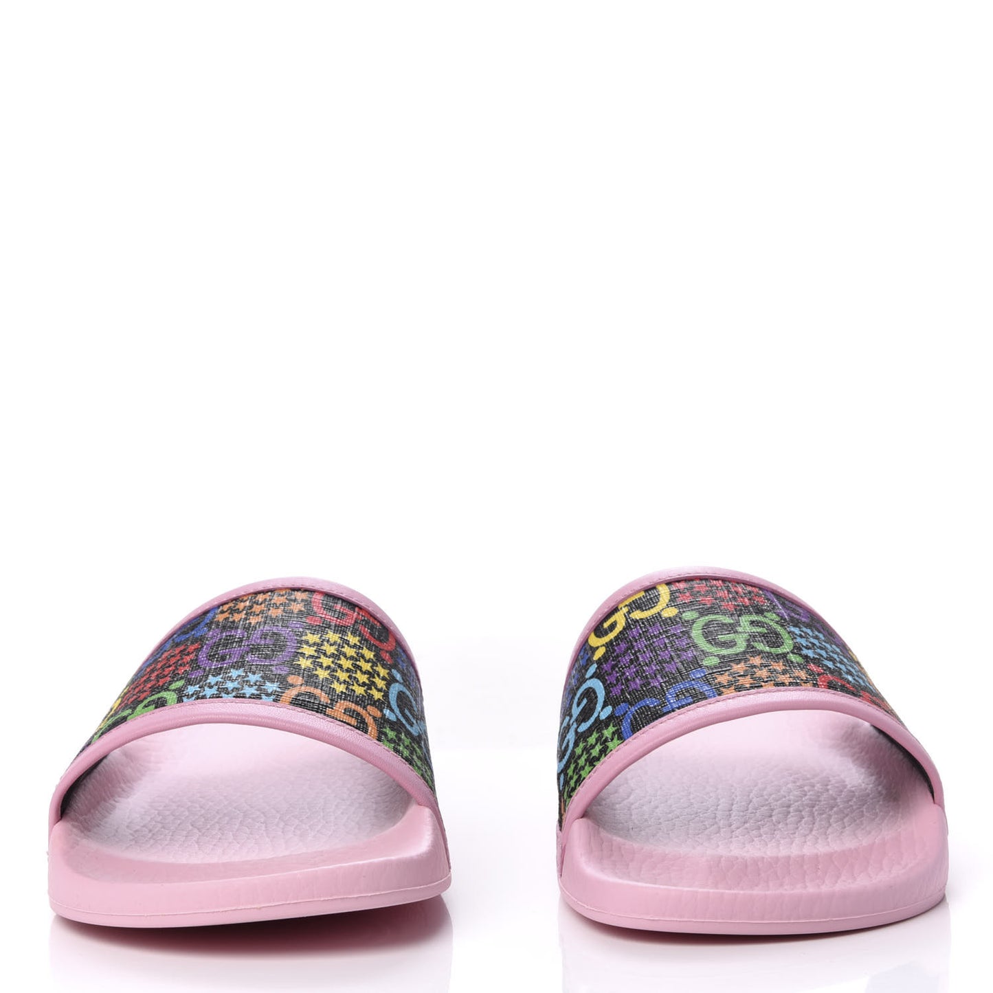 GG Supreme Monogram Psychedelic Slide Sandals 36 Black Multicolor Sugar Pink